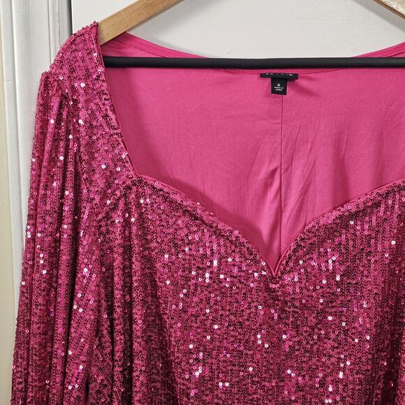 TORRID Sequin Deep V Neck Long Sleeve Lined Blouse Top Size 4X Party Holiday - Picture 4 of 6